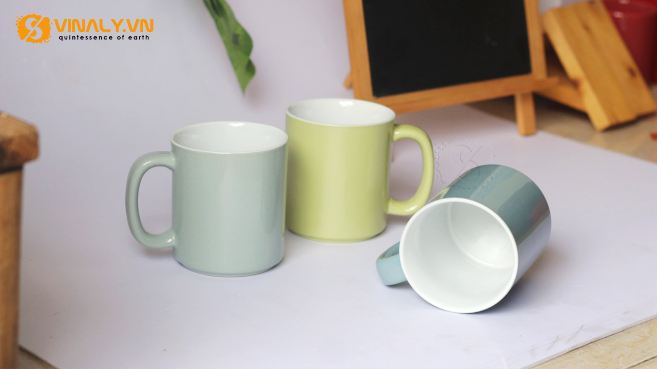 Ly sứ trụ men màu đáy bo với nhiều màu sắc