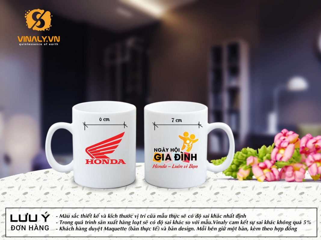 Ly sứ in logo thương hiệu Honda tại Vinaly