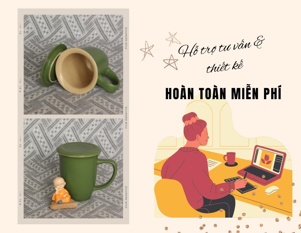 Ly sứ bầu men nhám có nắp