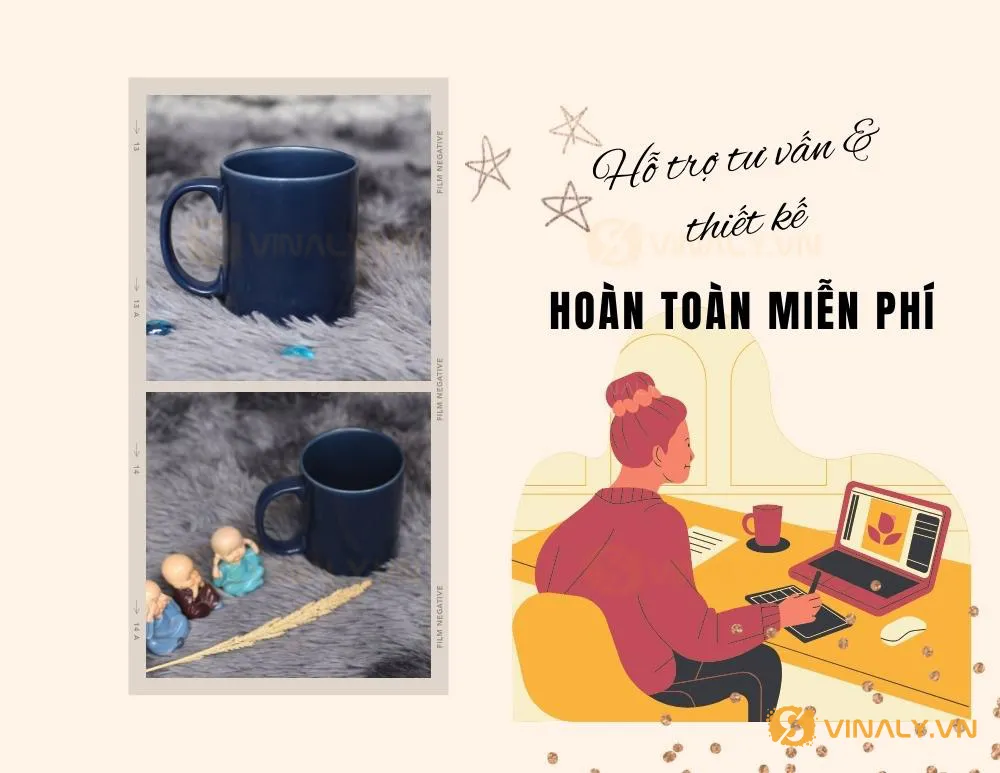 LY SỨ TRỤ MÀU XANH CỬU LONG - cốc màu xanh 9 Ly sứ trụ màu xanh cửu long in logo đặt trên nền lông xám, chụp cận cảnh từ hai góc độ khác nhau cùng các vật trang trí nhỏ.