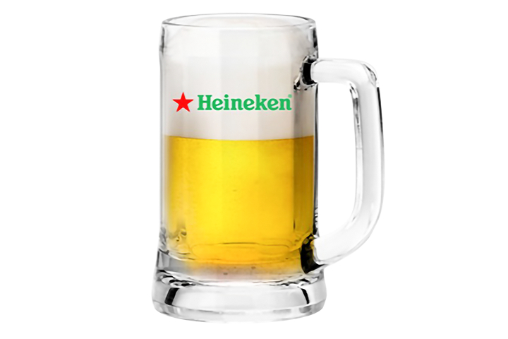 In logo dán ly thủy tinh uống bia khía vuông quai cầm