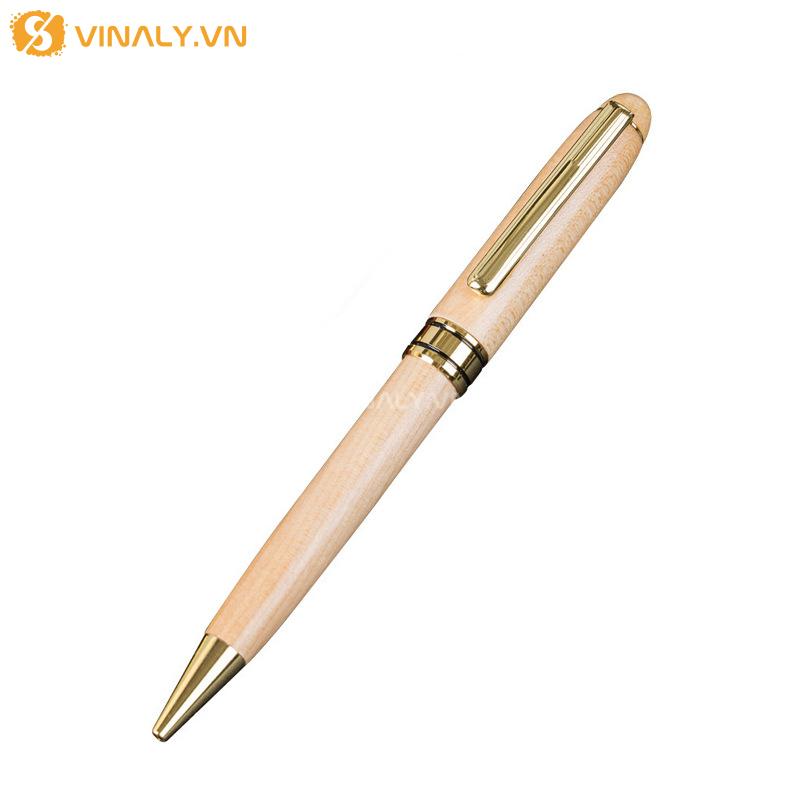 BÚT BI GỖ XOAY VÂN ĐẸP CÀI VÀNG 10 Bút bi gỗ sang trọng