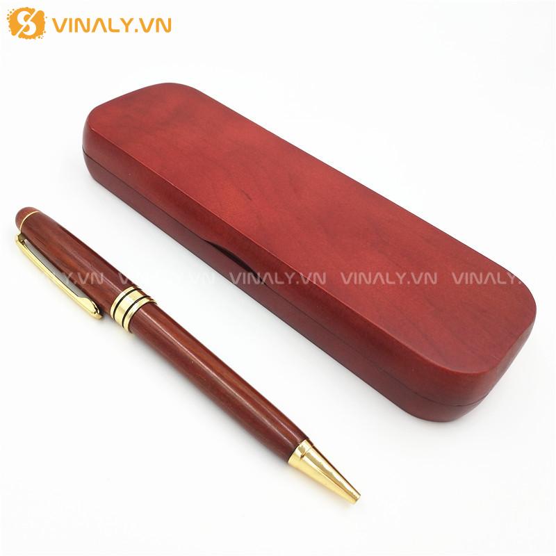 BÚT BI NƯỚC VỎ GỖ TÔNG ĐỎ SANG TRỌNG 13 Bút bi nước kèm hộp đựng