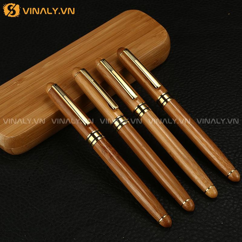 BỘ HỘP BÚT GỖ VÀNG ĐẬM LÀM QUÀ TẶNG 17 Hộp bút gỗ làm quà tặng sang trọng