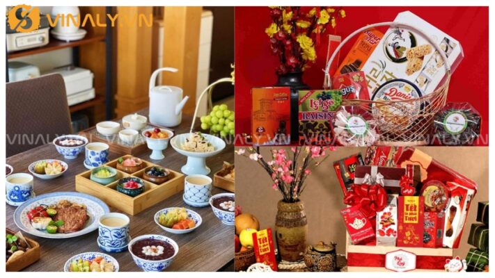 set trang trí quà tết