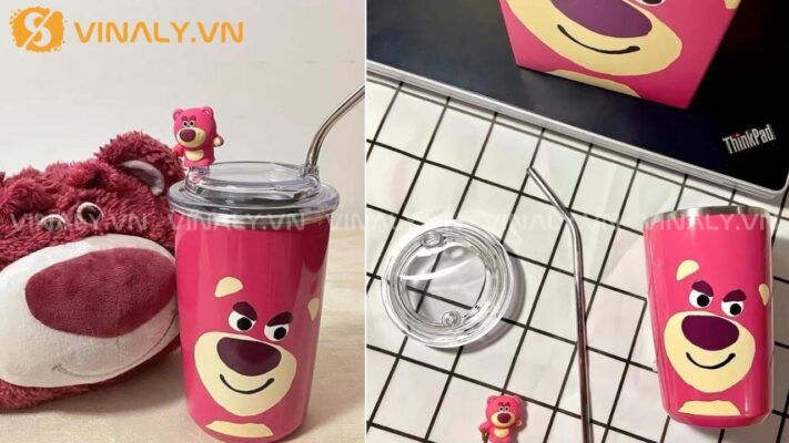 ly giữ nhiệt gấu dâu