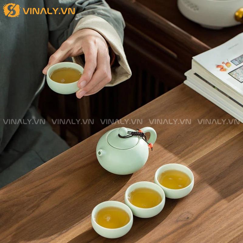 TỊNH NGỌC - BỘ ẤM CHÉN MÀU XANH NGỌC THANH LỊCH 15 Ấm chén màu xanh ngọc thưởng trà