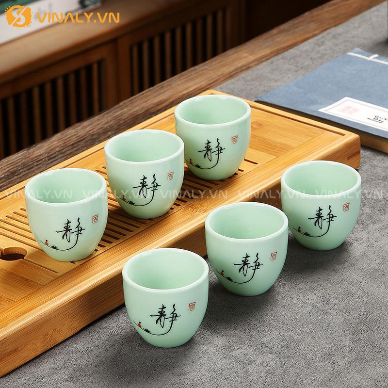 TĨNH NGÂM - BỘ ẤM PHA TRÀ CỐI XAY XANH LỤC 14 Ấm pha trà cối xay cao cấp
