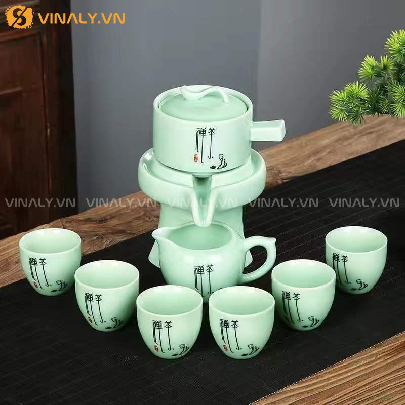 TĨNH NGÂM - BỘ ẤM PHA TRÀ CỐI XAY XANH LỤC 12 Ấm pha trà cối xanh TĨNH NGÂM