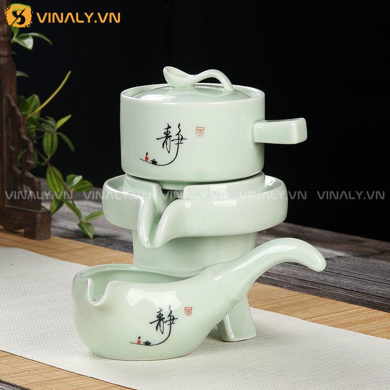 TĨNH NGÂM - BỘ ẤM PHA TRÀ CỐI XAY XANH LỤC 15 Ấm pha trà cối xanh tinh tế