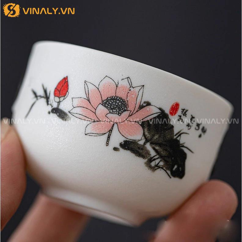 LIÊN TÂM - BỘ ẤM TRÀ MINI HOẠ TIẾT HOA SEN THANH LỊCH 13 Ấm trà mini làm quà tặng