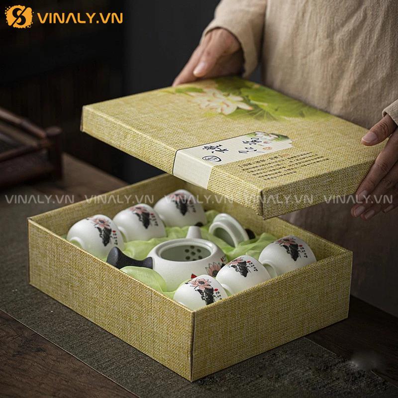 LIÊN TÂM - BỘ ẤM TRÀ MINI HOẠ TIẾT HOA SEN THANH LỊCH 15 Ấm trà mini LIÊN TÂM