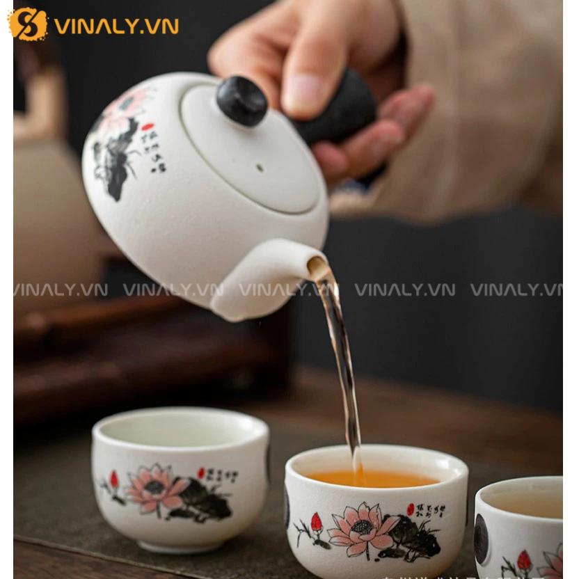 LIÊN TÂM - BỘ ẤM TRÀ MINI HOẠ TIẾT HOA SEN THANH LỊCH 11 Ấm trà mini sang trọng