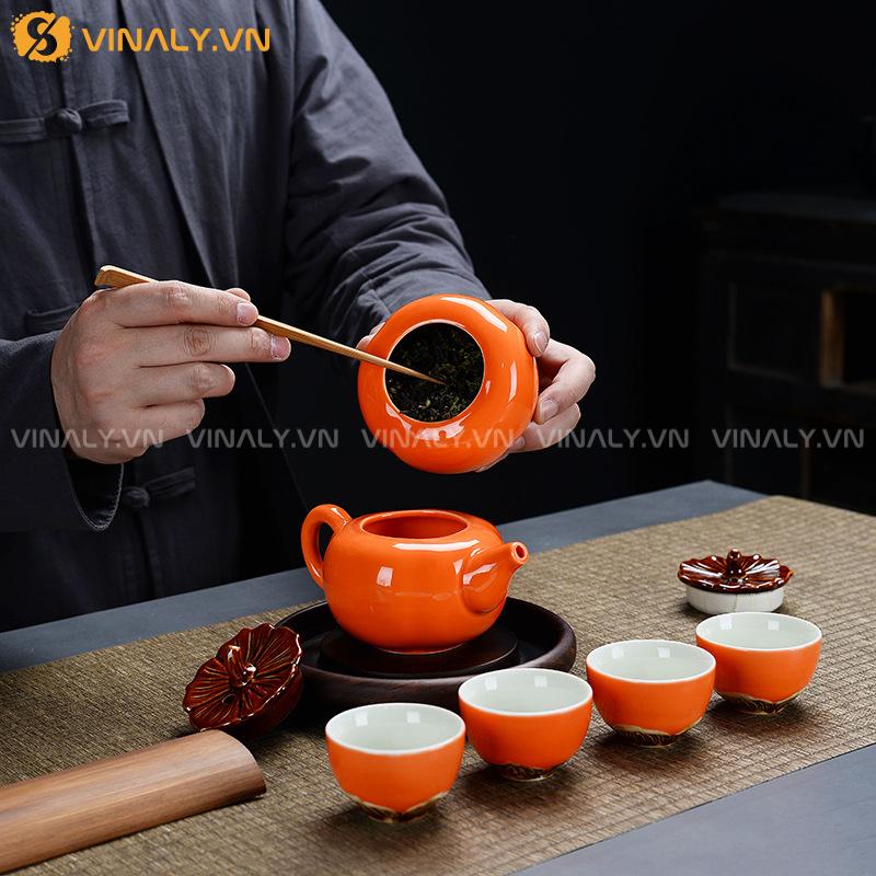 CAM LỘ - BỘ ẤM CHÉN MINI NGỤ Ý AN LÀNH 17 Bộ ấm chén mini CAM LỘ