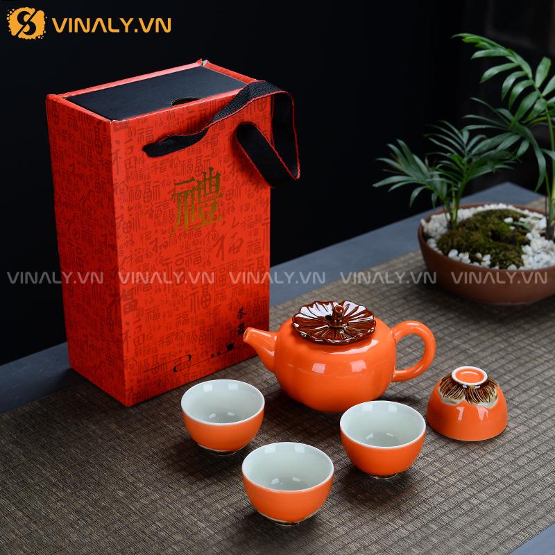 CAM LỘ - BỘ ẤM CHÉN MINI NGỤ Ý AN LÀNH 13 Bộ ấm chén mini ngụ ý tốt lành