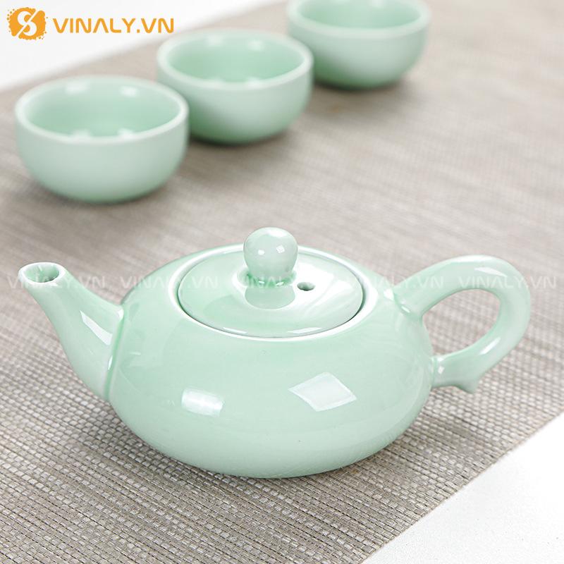 NGƯ LỘC - BỘ ẤM CHÉN NGỌC BÍCH SANG TRỌNG 13 Bộ ấm chén ngọc bích sắc nét trong từng chi tiết