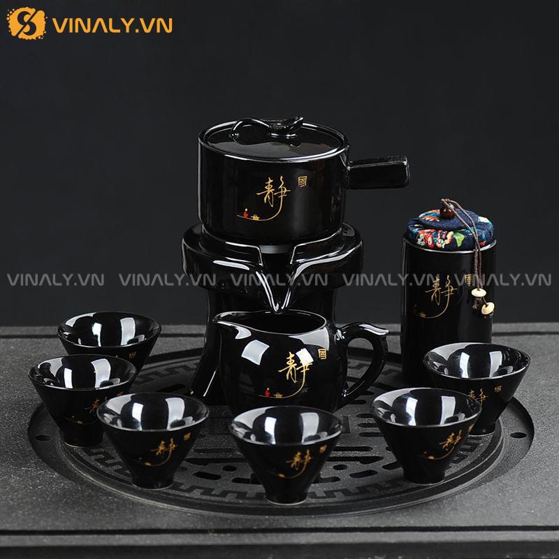 HUYỀN TRÀ - BỘ ẤM PHA TRÀ CỐI XAY GIÓ MEN SỨ CAO CẤP 15 Bộ ấm pha trà cối xay sang trọng