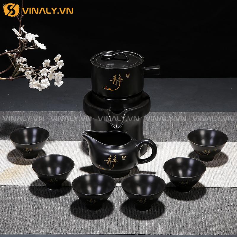 HUYỀN TRÀ - BỘ ẤM PHA TRÀ CỐI XAY GIÓ MEN SỨ CAO CẤP 10 Bộ ấm pha trà cối xay sang trọng