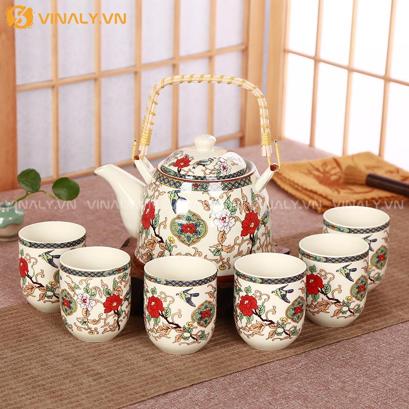 HOA NGHIÊM - BỘ ẤM TÁCH TRÀ SỨ HỌA CỔ ĐIỂN SANG TRỌNG 12 Bộ ấm tách trà cao cấp