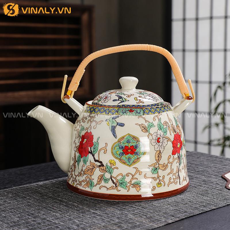 HOA NGHIÊM - BỘ ẤM TÁCH TRÀ SỨ HỌA CỔ ĐIỂN SANG TRỌNG 13 Bộ ấm tách trà làm quà tặng