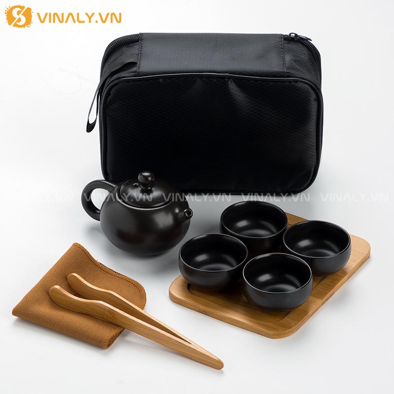 TĨNH DẠ - BỘ ẤM TRÀ DU LỊCH CAO CẤP TÔNG ĐEN TUYỀN 11 Bộ ấm trà du lịch cao cấp nhỏ gọn
