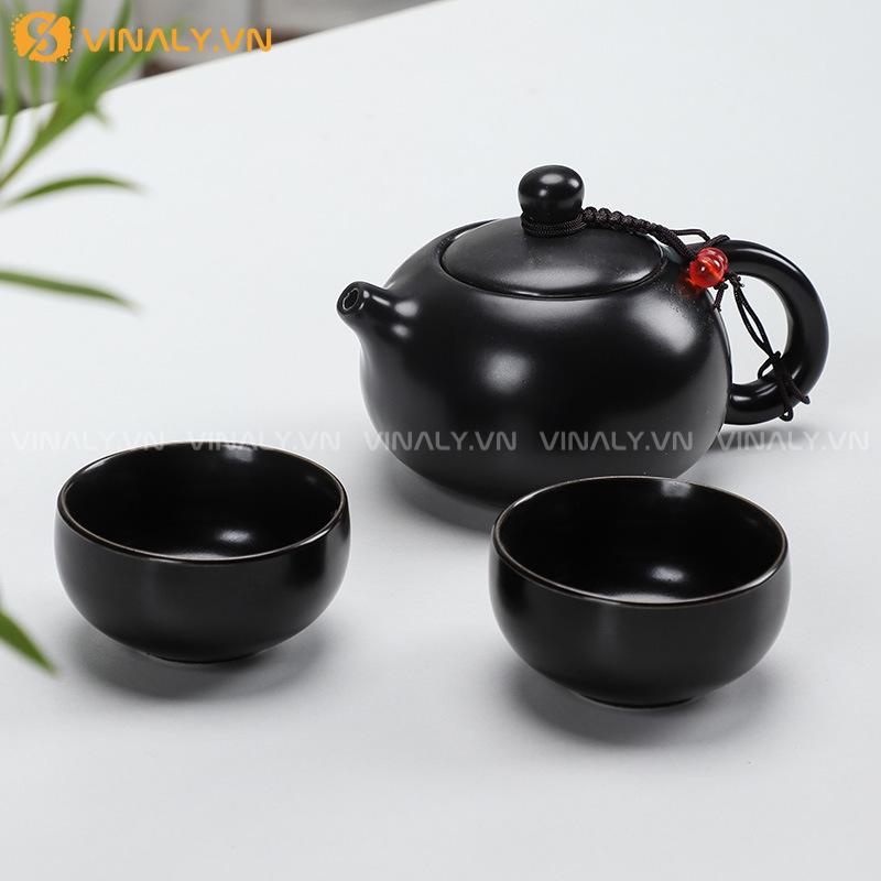 TĨNH DẠ - BỘ ẤM TRÀ DU LỊCH CAO CẤP TÔNG ĐEN TUYỀN 14 Bộ ấm trà du lịch cao cấp thưởng trà