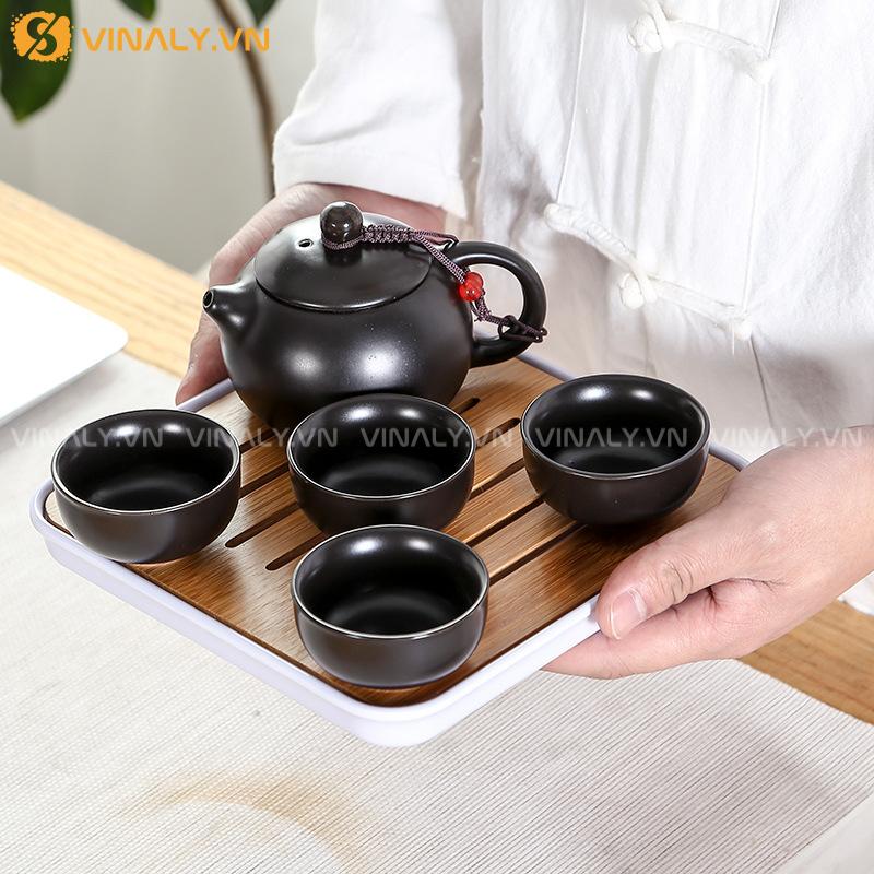 TĨNH DẠ - BỘ ẤM TRÀ DU LỊCH CAO CẤP TÔNG ĐEN TUYỀN 12 Bộ ấm trà du lịch cao cấp sang trọng