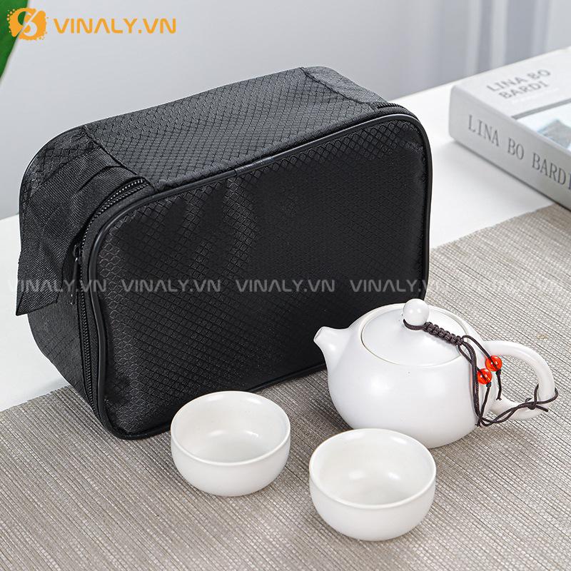 BẠCH VÂN - BỘ BÌNH TRÀ CÓ TÚI ĐỰNG ĐI DU LỊCH TÔNG TRẮNG 13 Bộ bình trà có túi đựng du lịch mini