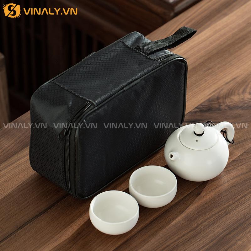 BẠCH VÂN - BỘ BÌNH TRÀ CÓ TÚI ĐỰNG ĐI DU LỊCH TÔNG TRẮNG 12 Bộ bình trà có túi đựng du lịch nhỏ gọn