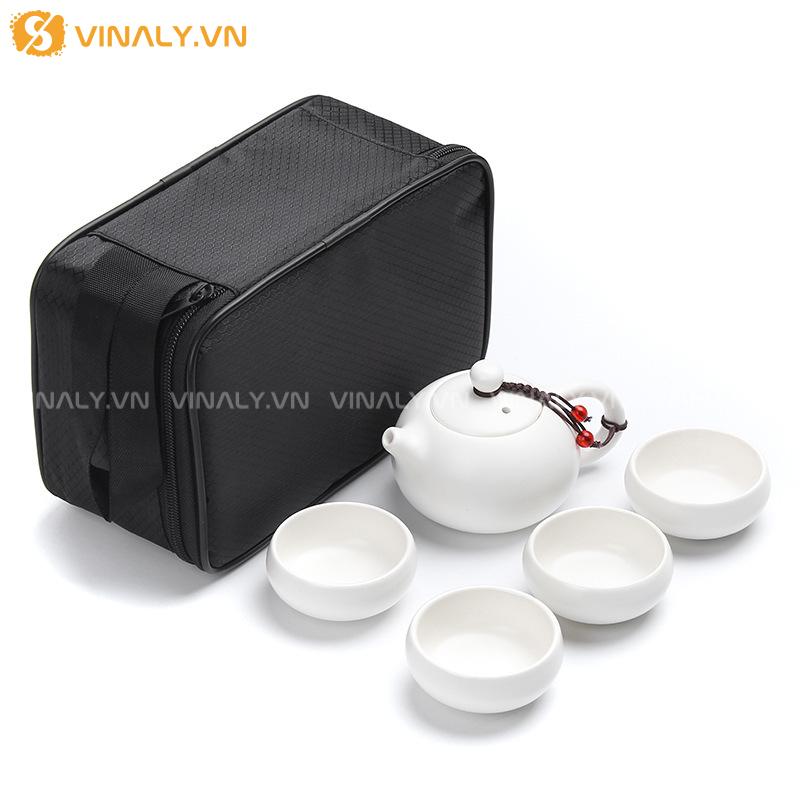 BẠCH VÂN - BỘ BÌNH TRÀ CÓ TÚI ĐỰNG ĐI DU LỊCH TÔNG TRẮNG 8 Bộ bình trà có túi đựng du lịch tiện lợi