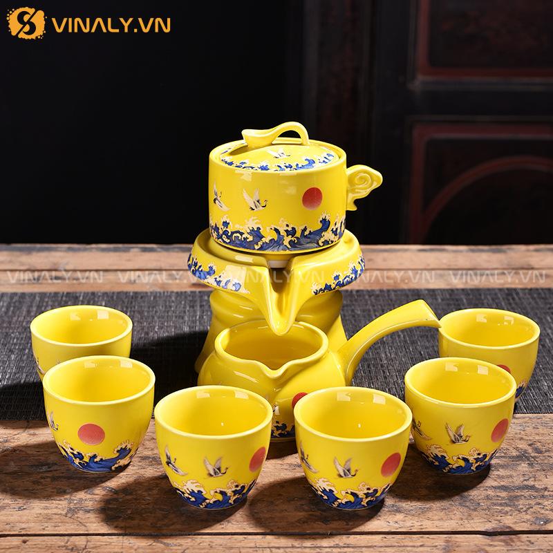 MINH HẠC - BỘ DỤNG CỤ TRÀ ĐẠO ĐẲNG CẤP 9 Bộ dụng cụ trà đạo tông vàng