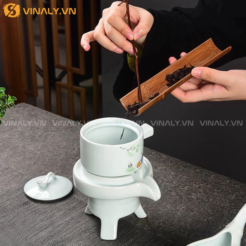 THIỀN ĐỒNG - BỘ PHA TRÀ CỐI XAY XANH NGỌC BÍCH 12 Bộ pha trà cối xay cao cấp