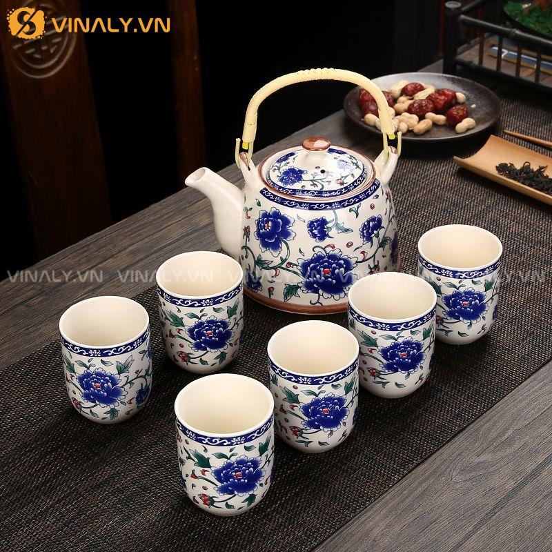 THANH HOA - BỘ TÁCH TRÀ CỔ ĐIỂN HOA LAM 12 Bộ tách trà cổ điển làm quà tặng