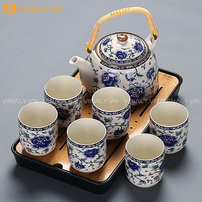 THANH HOA - BỘ TÁCH TRÀ CỔ ĐIỂN HOA LAM 16 Bộ tách trà cổ điển xanh lam