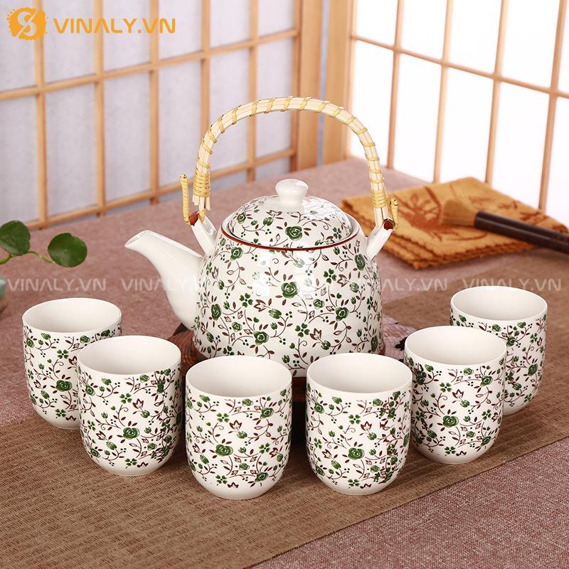 LỤC HOA - BỘ TÁCH TRÀ GỐM SỨ TAO NHÃ 15 Bộ tách trà gốm sứ làm hoạ tiết tao nhã