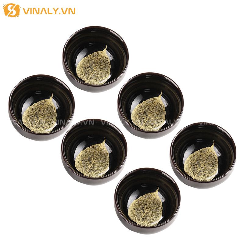 KIM DIỆP - BỘ TRÀ CỤ PHONG CÁCH NHẬT BẢN TAO NHÃ 13 Bộ trà cụ hoạ tiết lá