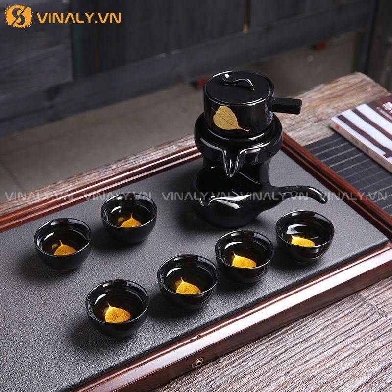 KIM DIỆP - BỘ TRÀ CỤ PHONG CÁCH NHẬT BẢN TAO NHÃ 15 Bộ trà cụ tông đen tuyền