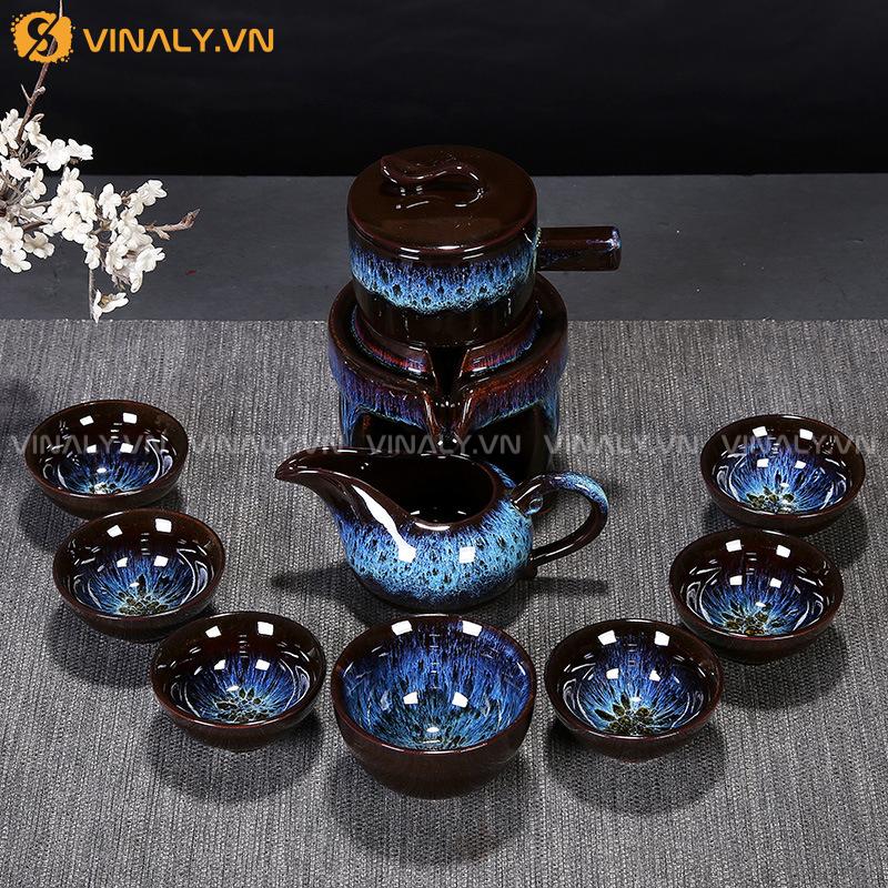 LAM BA - BỘ TRÀ CỤ MEN SỨ MANG ĐẬM TÍNH NGHỆ THUẬT 12 Trà cụ bộ ấm cối xay