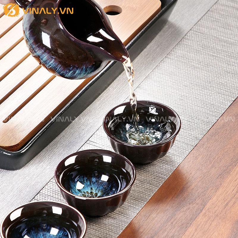 LAM BA - BỘ TRÀ CỤ MEN SỨ MANG ĐẬM TÍNH NGHỆ THUẬT 11 Trà cụ hoa biển