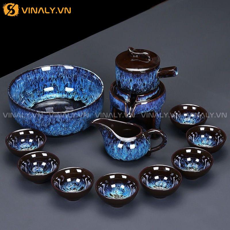 LAM BA - BỘ TRÀ CỤ MEN SỨ MANG ĐẬM TÍNH NGHỆ THUẬT 13 Trà cụ xanh đen