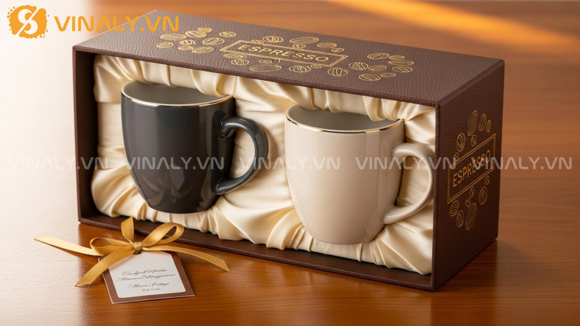 6 Quà tặng ly sứ cafe Espresso cao cấp cho doanh nghiệp 6 Bộ đôi ly sứ cafe Espresso hộp quà sang trọng