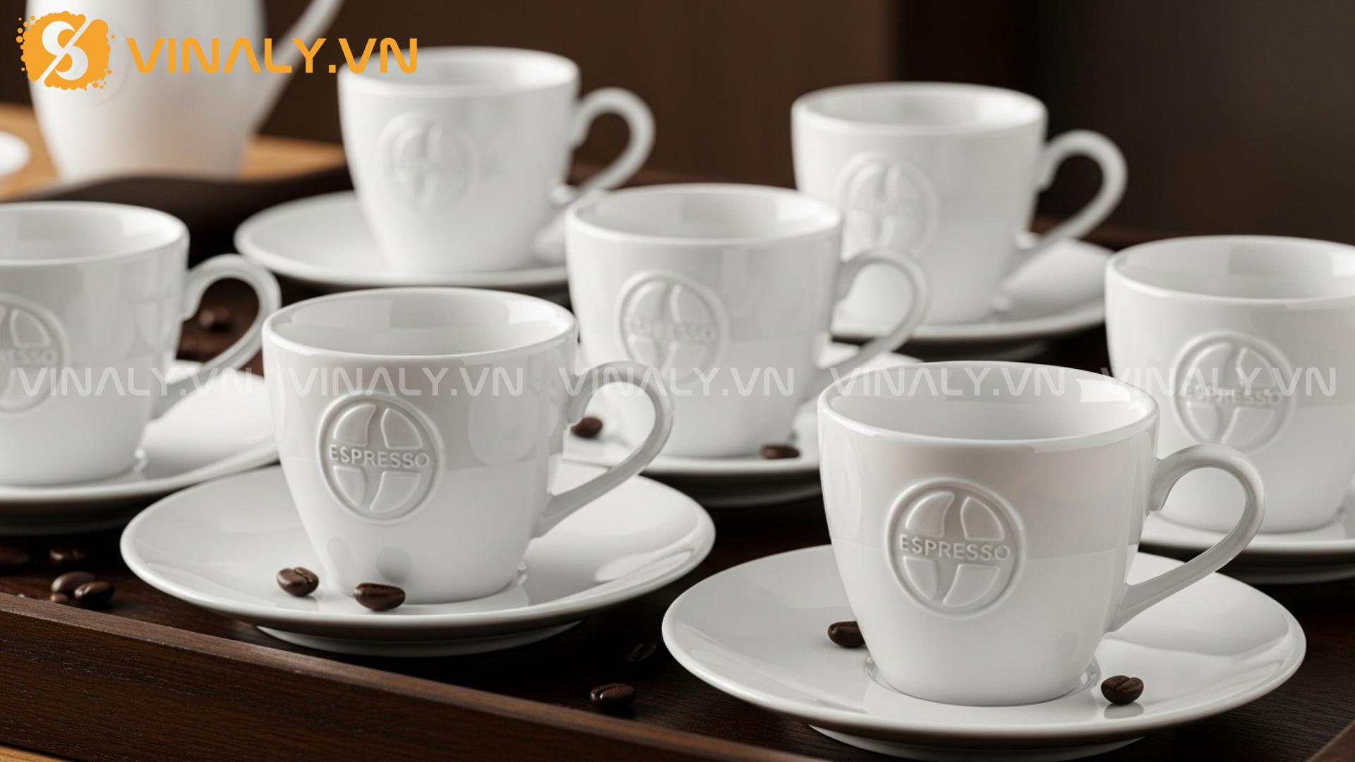 6 Quà tặng ly sứ cafe Espresso cao cấp cho doanh nghiệp 7 Bộ ly Espresso khắc/ép logo nổi 3D