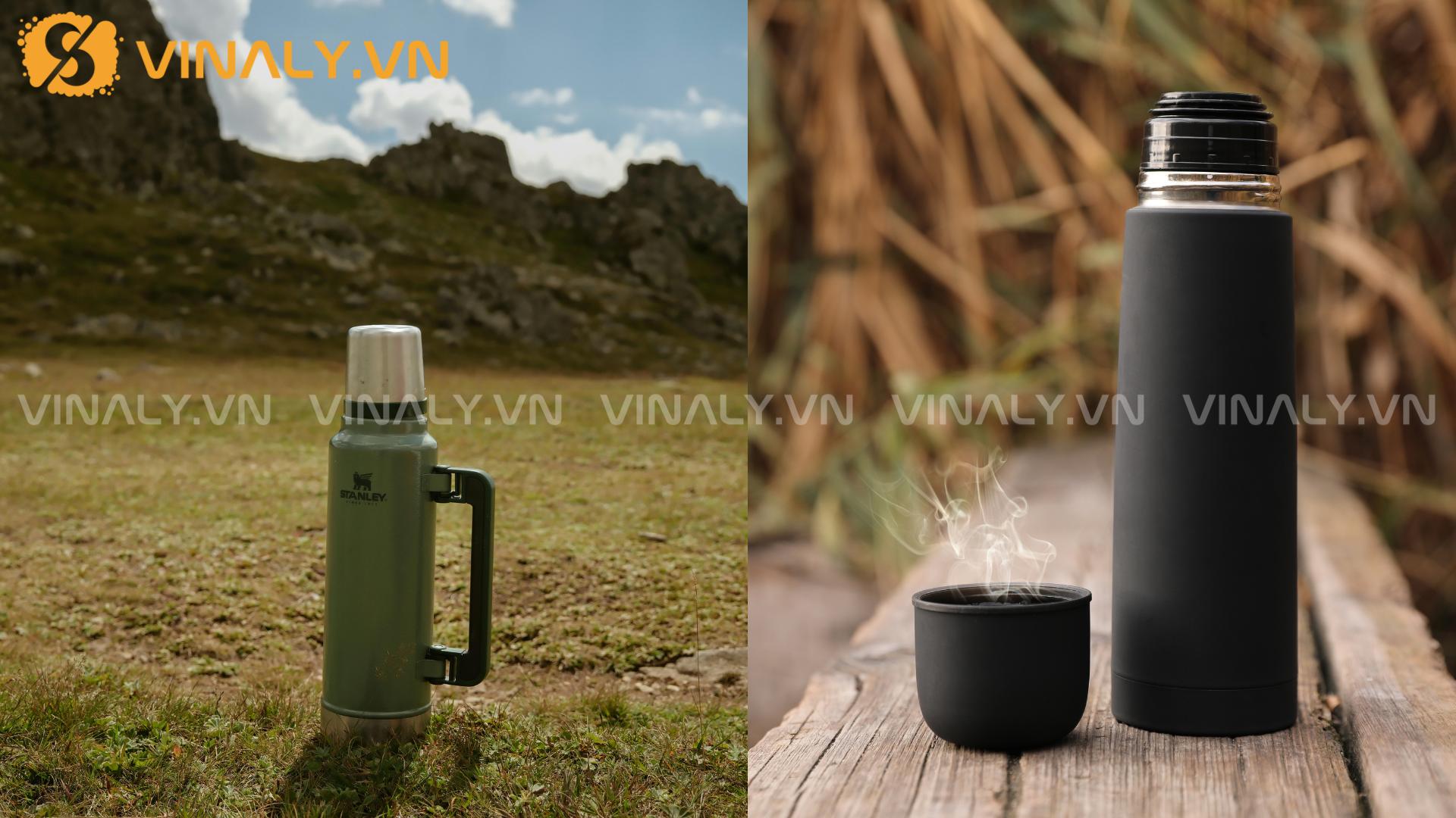 Bình giữ nhiệt in logo doanh nghiệp – Quà tặng 20/10 thiết thực 4 Bình giữ nhiệt kèm cốc uống tiện lợi cho văn phòng
