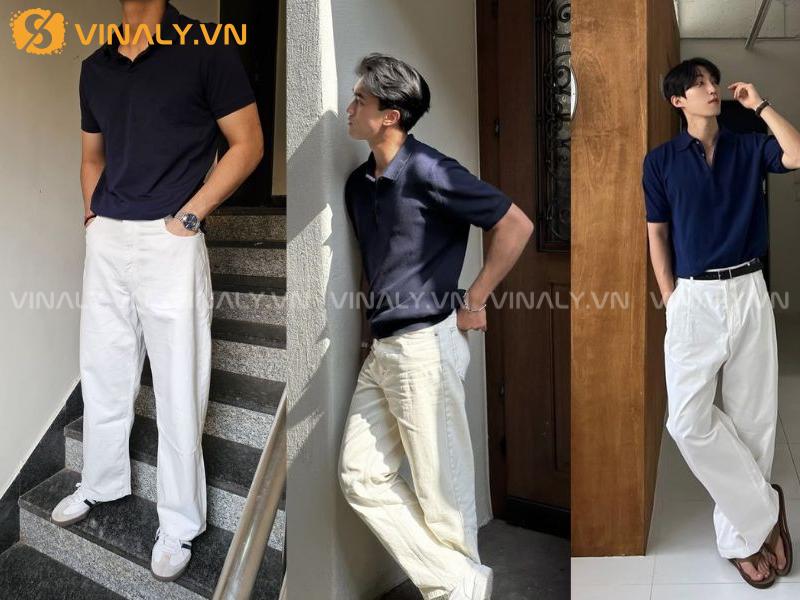Cách Phối Đồ Áo Polo Cho Môi Trường Công Sở Hiện Đại 5 Gen Z phối polo với quần ống rộng cá tính hơn