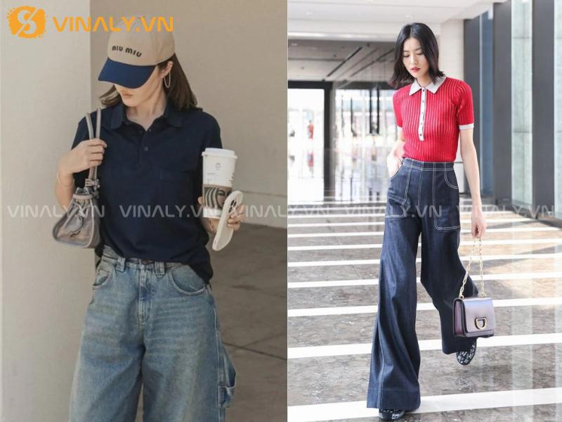 Cách Phối Đồ Áo Polo Cho Môi Trường Công Sở Hiện Đại 8 Phối áo polo với quần ống rộng trẻ trung năng động