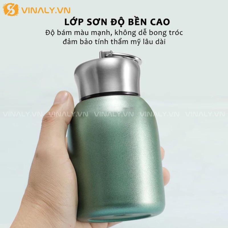 BGN-IN-09-01 | BÌNH GIỮ NHIỆT INOX GIÁ RẺ MINI CÓ QUAI XÁCH 300ML THIẾT KẾ TỐI GIẢN 19 Lớp sơn phù chất lượng, đem lại cảm giác chắc chắn, chống trầy tốt