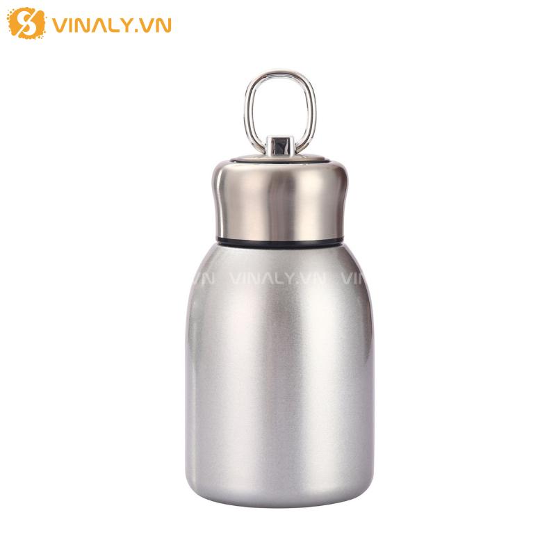 BGN-IN-09-01 | BÌNH GIỮ NHIỆT INOX GIÁ RẺ MINI CÓ QUAI XÁCH 300ML THIẾT KẾ TỐI GIẢN 20 Bình Giữ Nhiệt Inox Mini 300ml - Màu xám