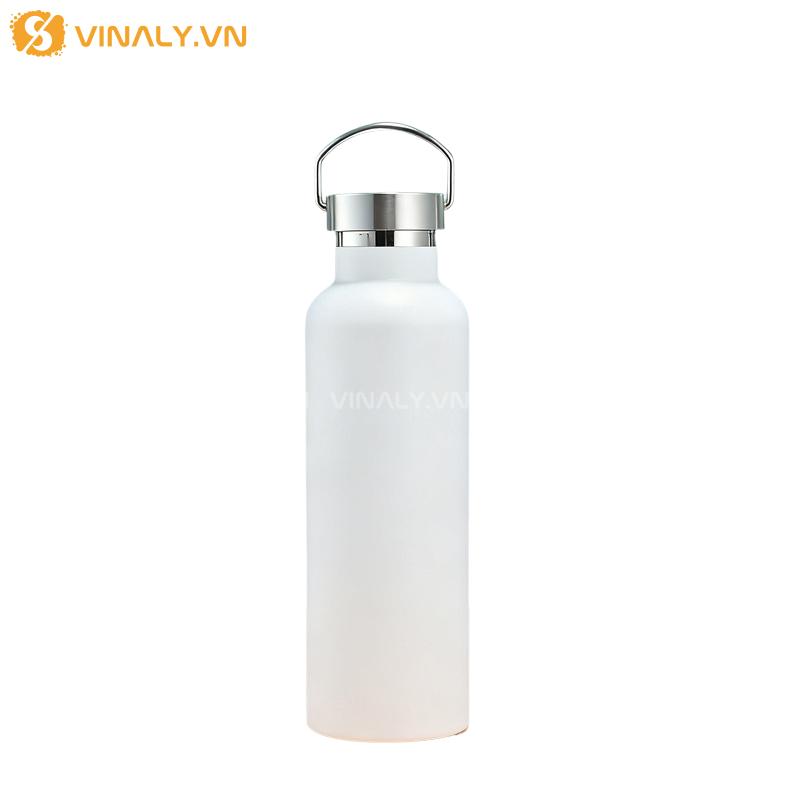 BGN-IN-12-01 | BÌNH GIỮ NHIỆT CÓ QUAI XÁCH 1 MÀU DUNG TÍCH 500ML LÀM QUÀ TẶNG THƯƠNG HIỆU 16 Bình Giữ Nhiệt Kèm Quai Xách - Màu trắng thanh lịch