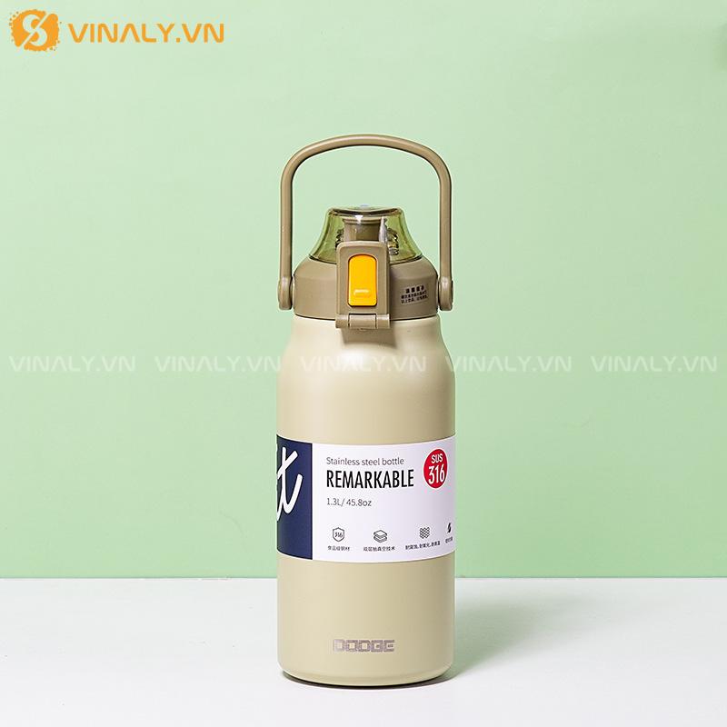BGN-IN-13-01 | BÌNH GIỮ NHIỆT CÓ QUAI CẦM VÀ NẮP BẬT DUNG TÍCH LỚN 1200ML ĐI LÀM 18 Bình đựng dung tích 1L2 thiết kế đẹp - màu xanh lá