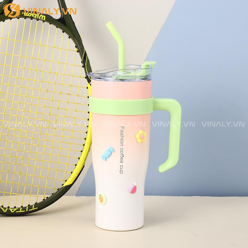 BGN-IN-14-01 | BÌNH GIỮ NHIỆT DUNG TÍCH LỚN 1200ML LOANG MÀU KÈM STICKER 19 Bình đựng nước dung tích lớn kèm sticker đáng yêu